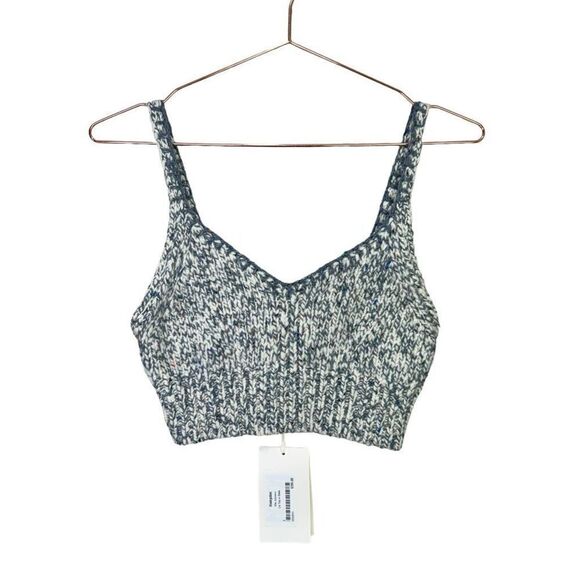 NWT Ulla Johnson Marled Wool Blend Crochet Knit Cropped Lia Top Slate Gray Small - Picture 5 of 11